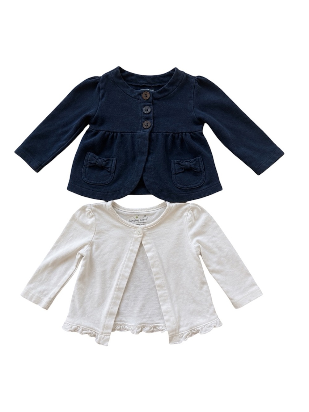 GAP Baby Girl Cardigan Set Navy & White Button Front Sweaters Bundle size 12M